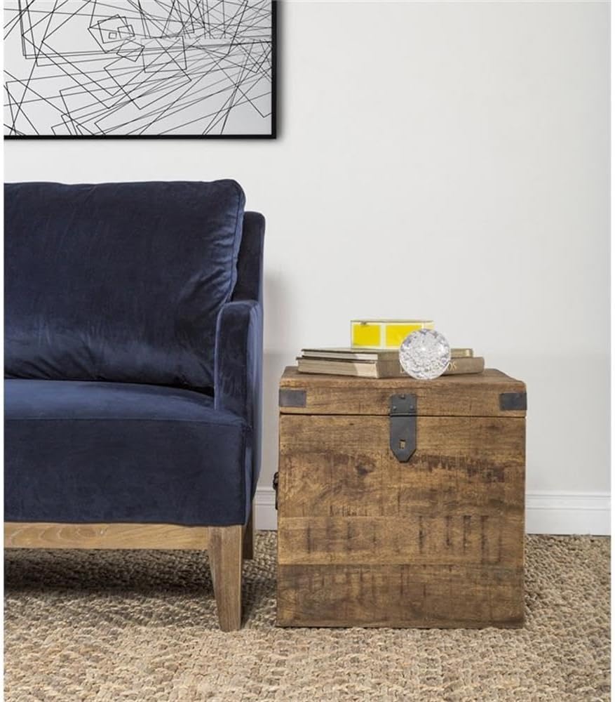 Natural Mango Wood Iron Square Trunk