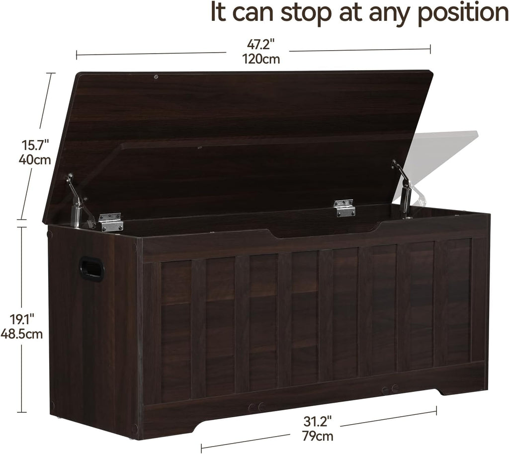 Espresso Wooden Storage Chest Shoe Bench
