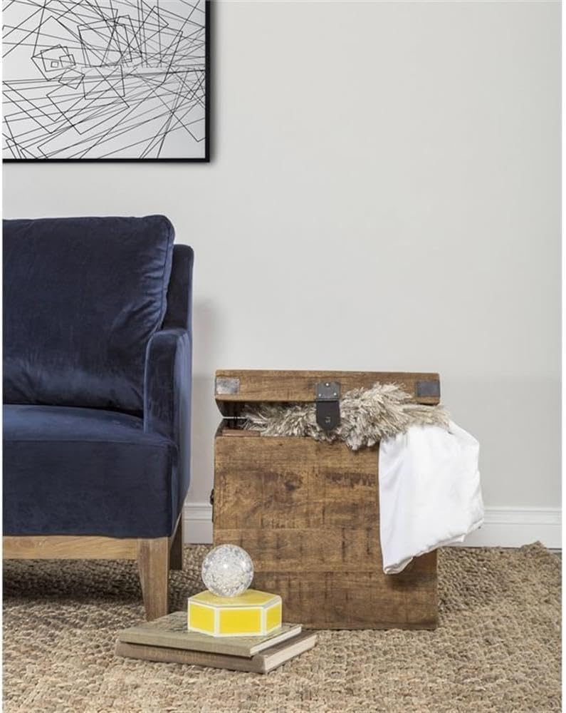 Natural Mango Wood Iron Square Trunk