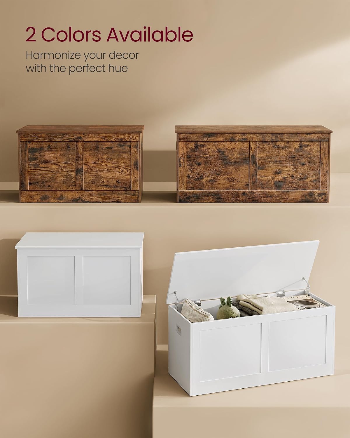 Rustic Brown Farmhouse Storage Chest Bench