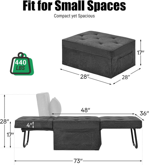 4-in-1 Linen Convertible Sofa Bed