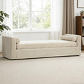 Beige Oversized Upholstered Chaise Lounge Bench