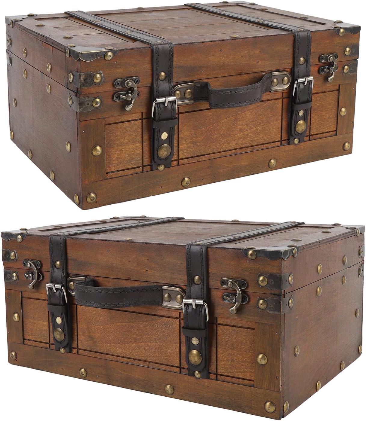Vintage Distressed Wooden Storage Trunk