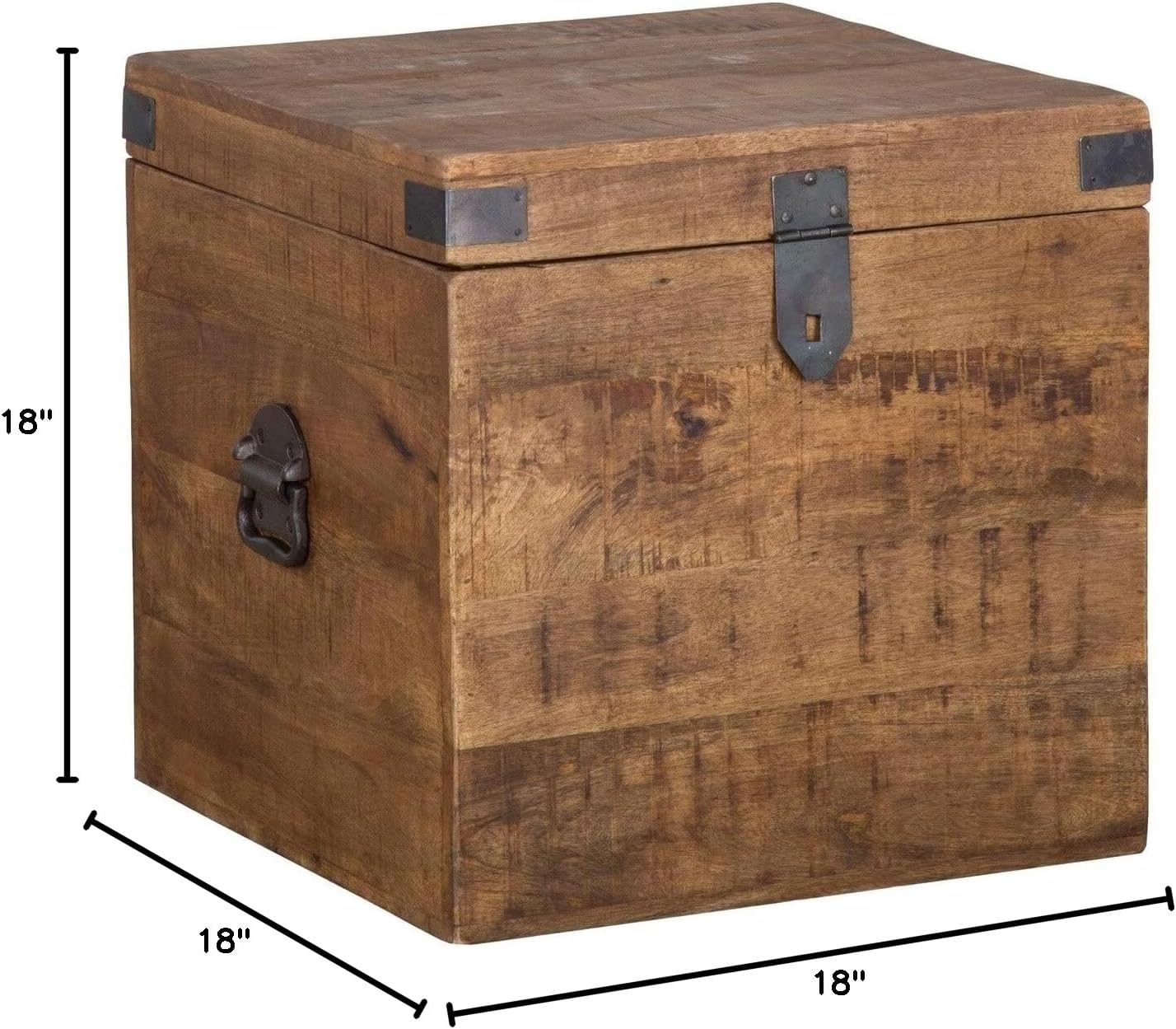 Natural Mango Wood Iron Square Trunk