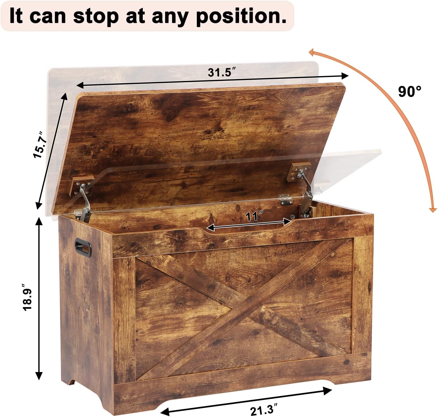 Rustic Brown Wooden Storage Chest Bench