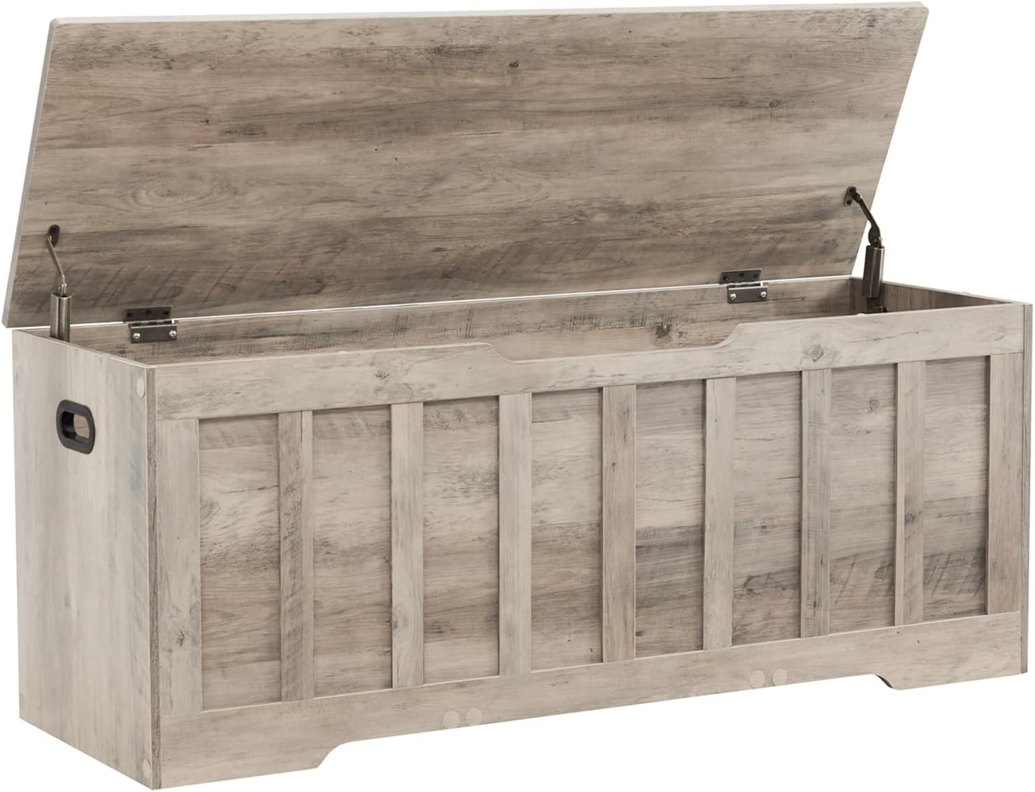 Greige Large Wooden Storage Chest Bench