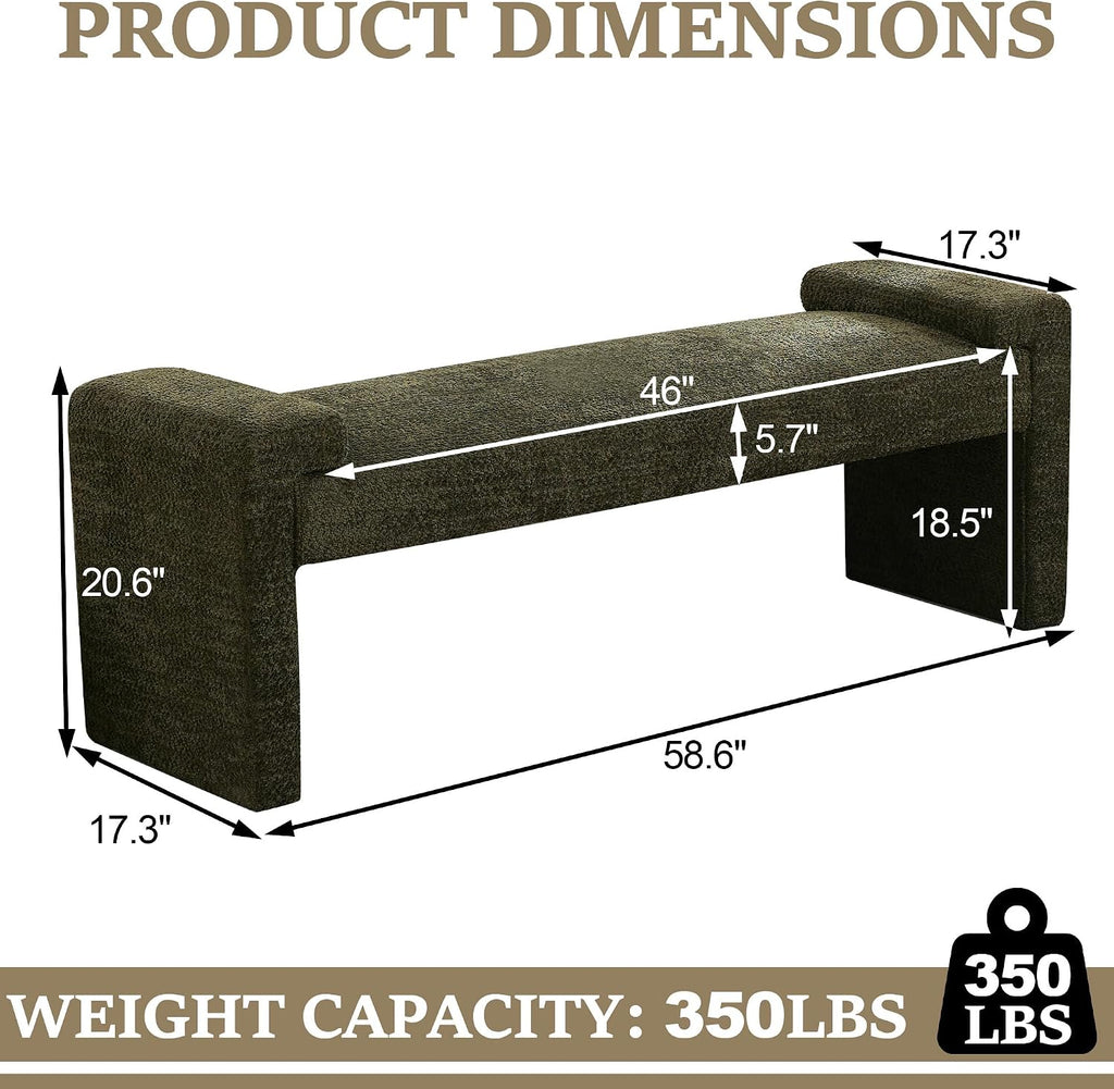 Green Modern Upholstered End of Bed Bench
