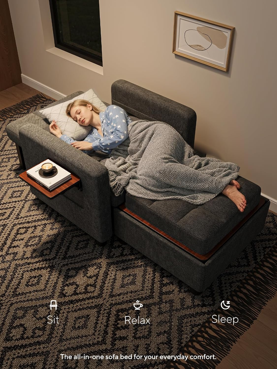 3-in-1 Storage Convertible Sleeper Chair