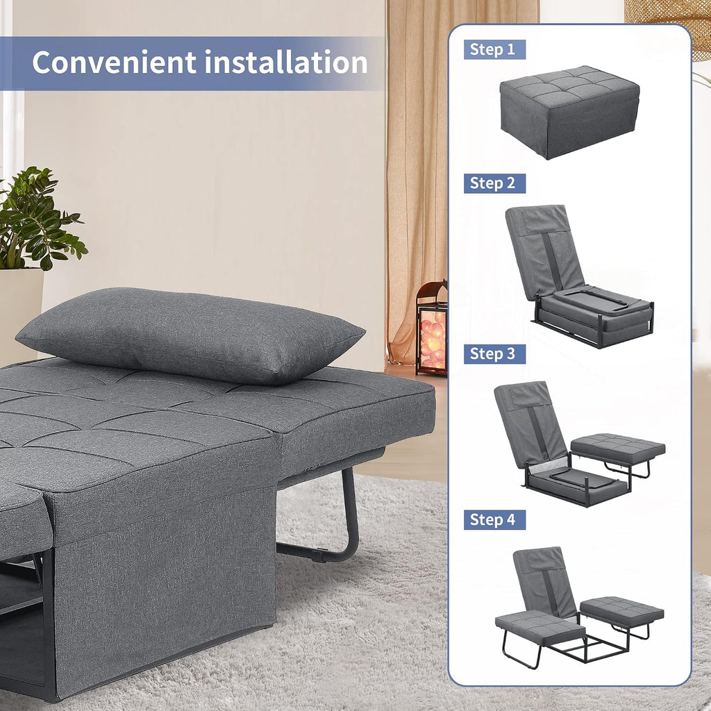 4-in-1 Convertible Sofa Bed Ottoman