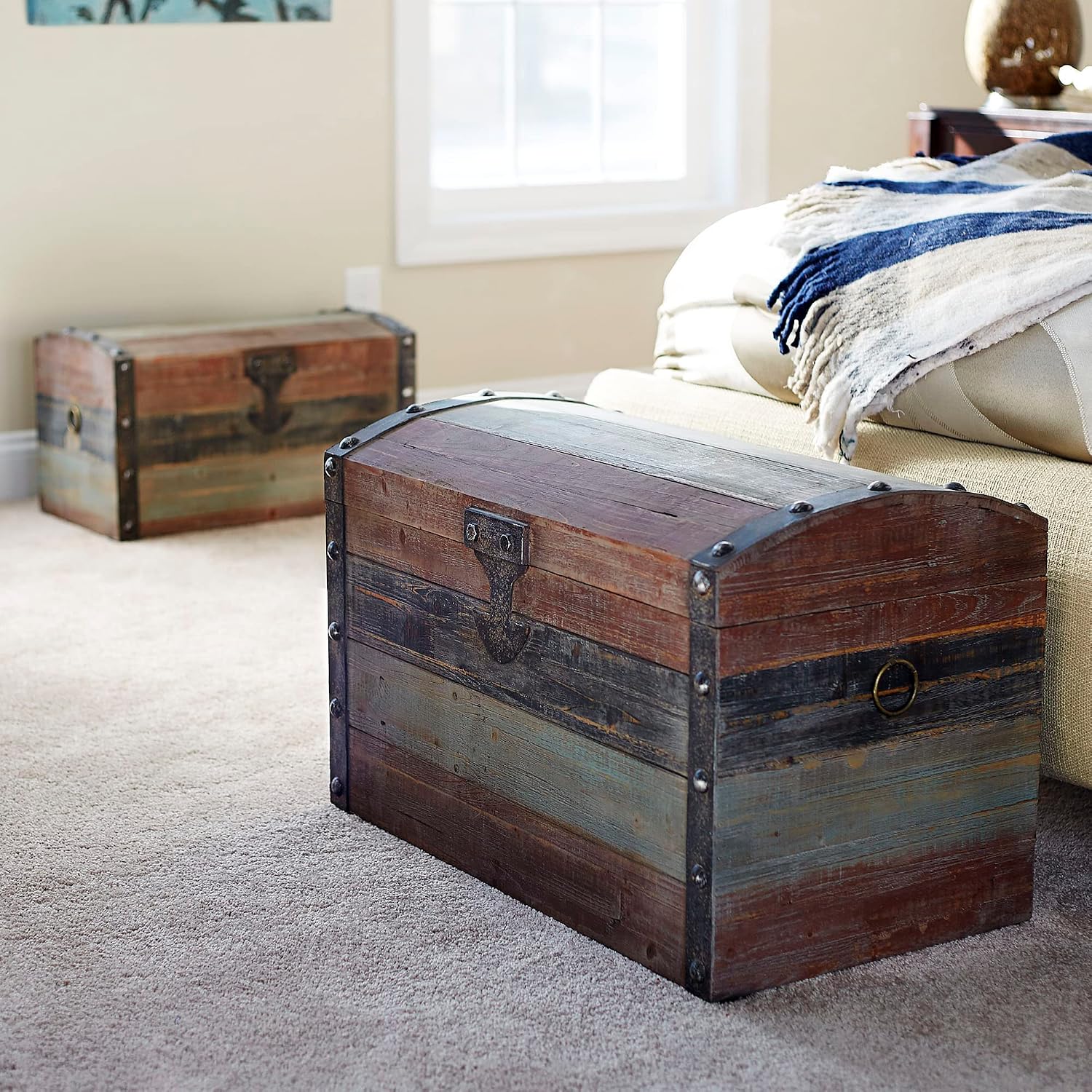 Weathered Wooden Storage Trunk