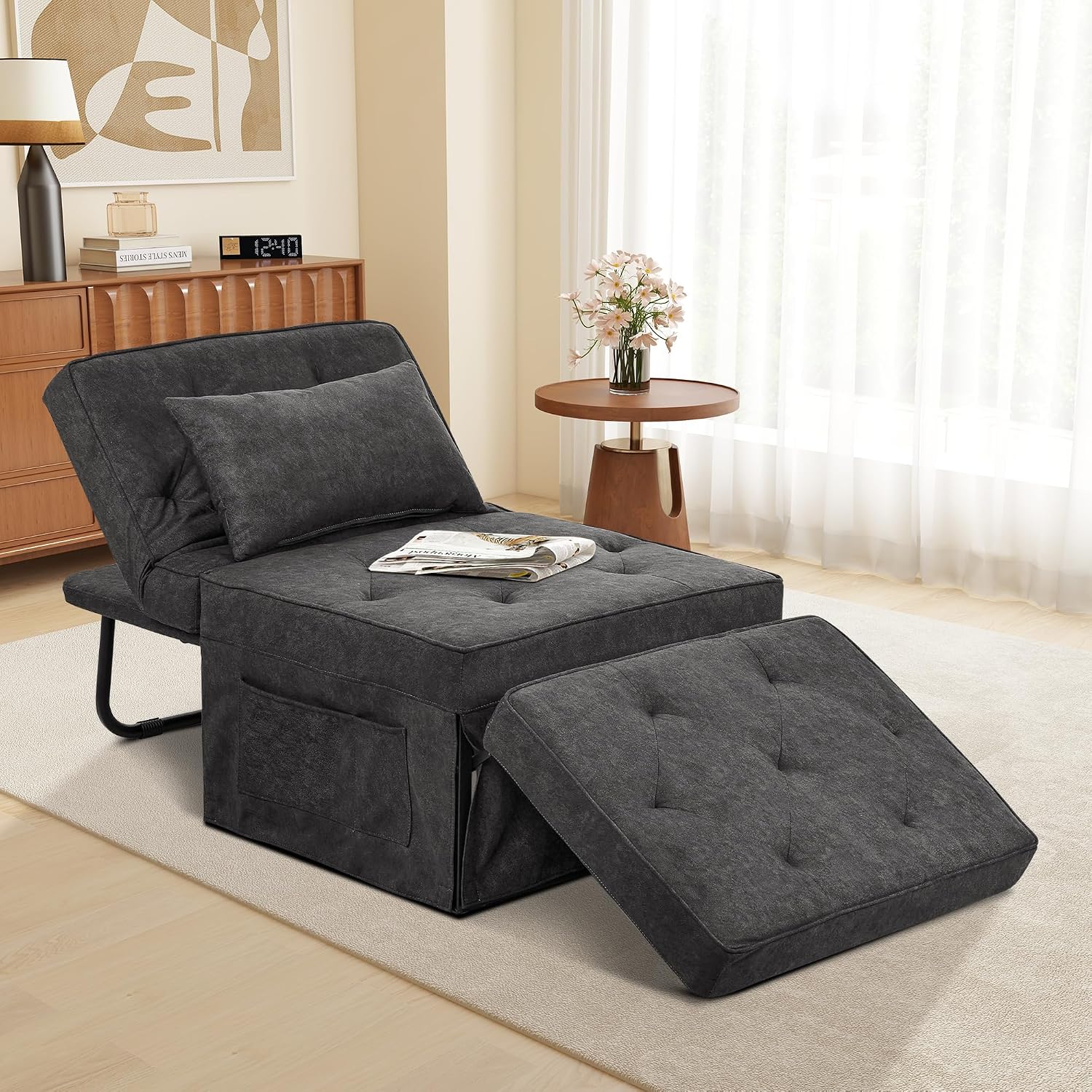 4-in-1 Linen Convertible Sofa Bed