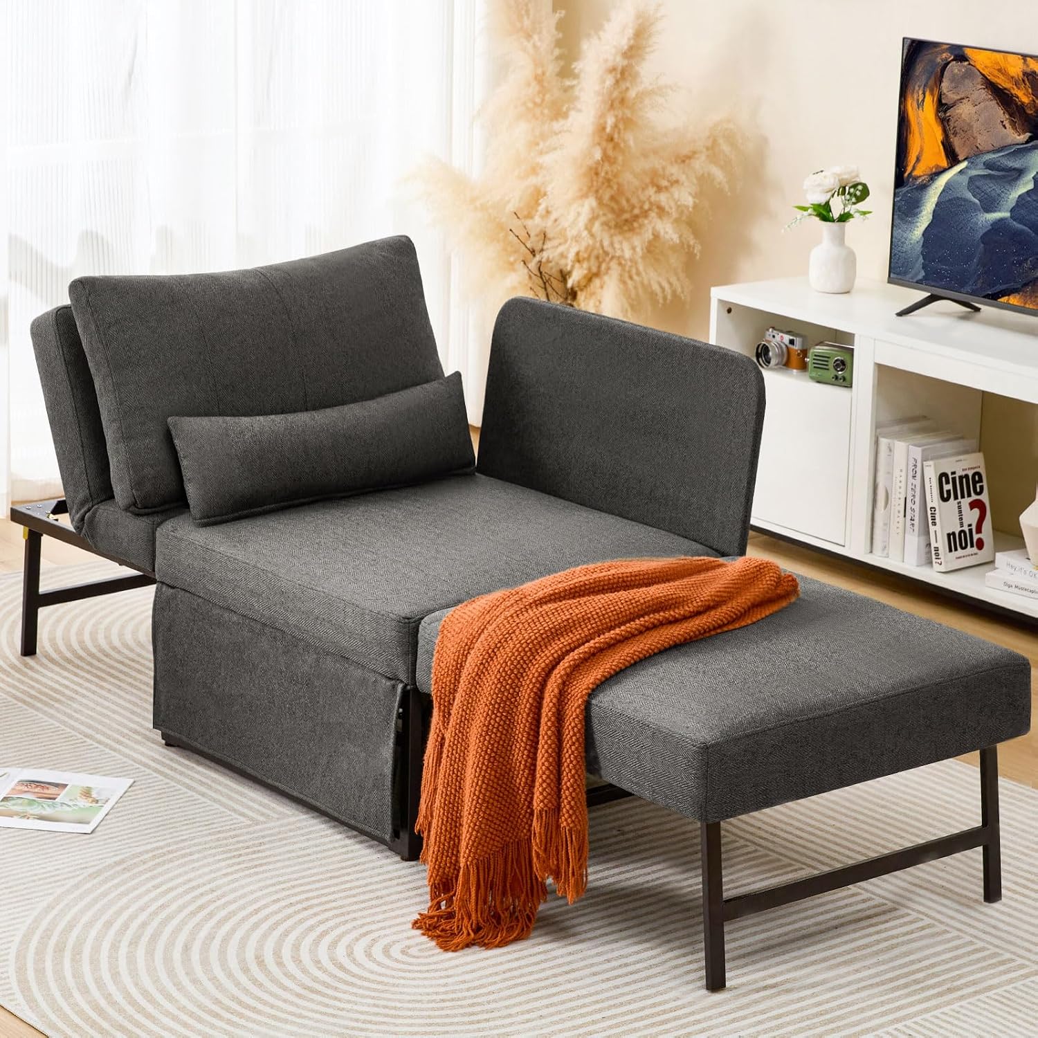 Dark Grey Linen 5-in-1 Sofa Bed