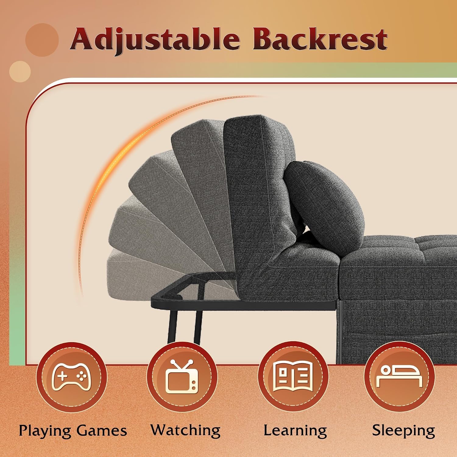 Dark Grey 4-in-1 Folding Ottoman Sofa Bed