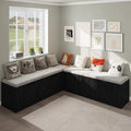Black L Shaped Cushioned Storage Nook Bench