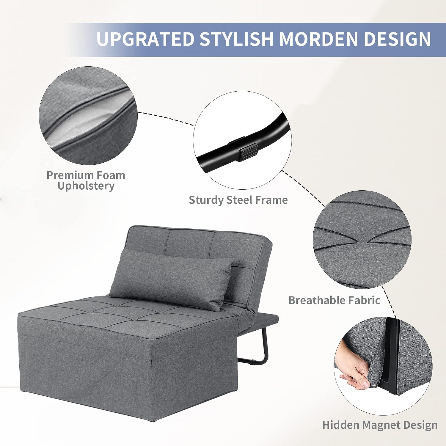4-in-1 Convertible Sofa Bed Ottoman