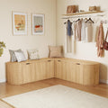 Natural Fluted L Shaped Storage Breakfast Nook Bench
