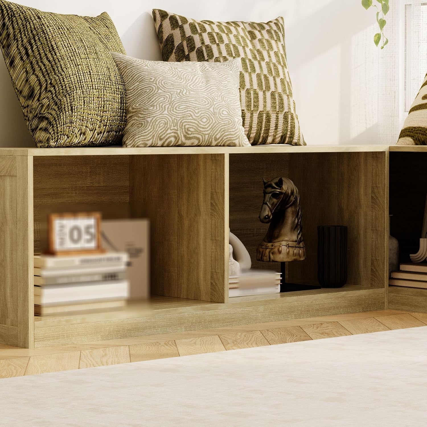 Oak L Shaped Storage Banquette Bench No Cushion