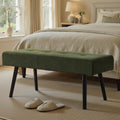 Green Corduroy Padded Entryway Ottoman Bench