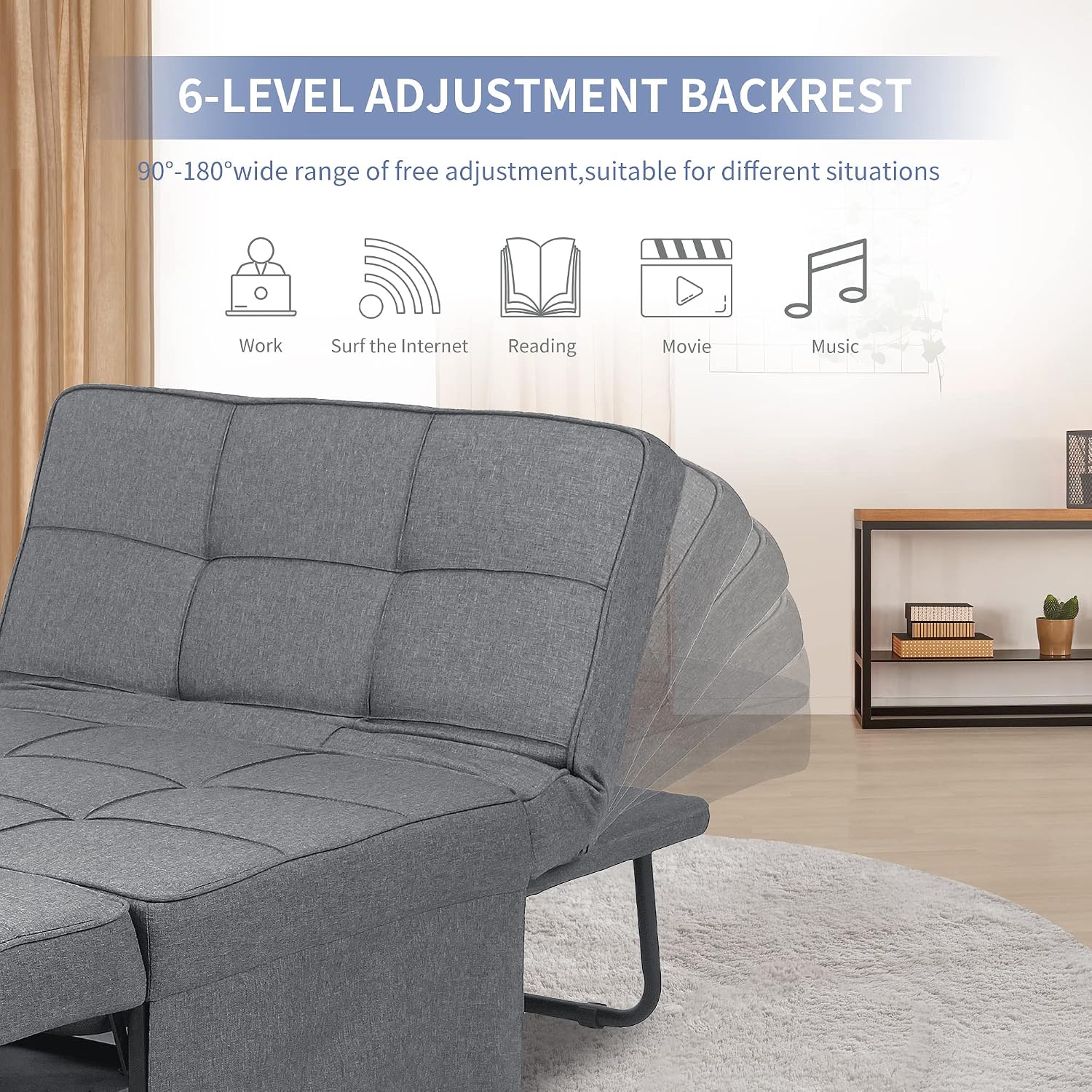 4-in-1 Convertible Sofa Bed Ottoman