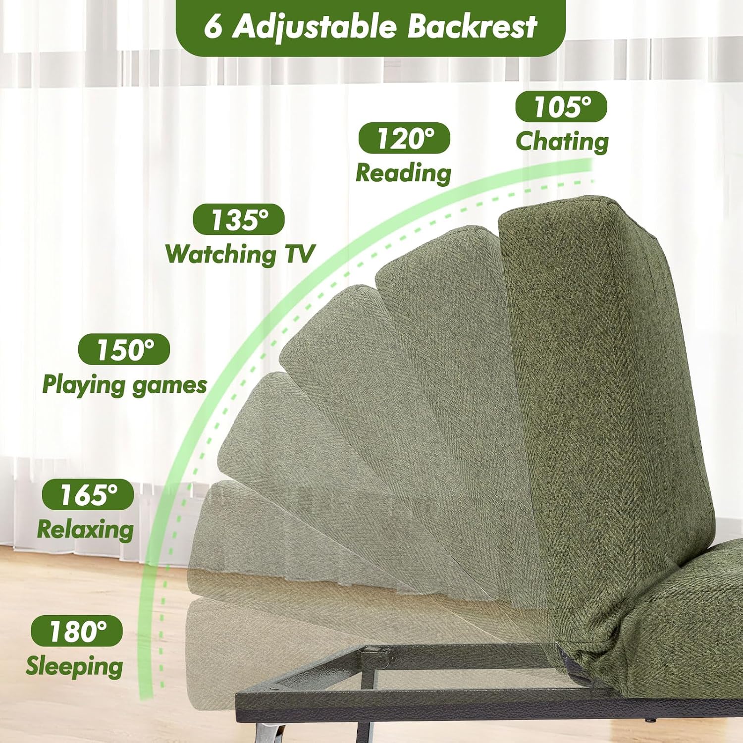 Deep Green 5-in-1 Linen Sofa Bed
