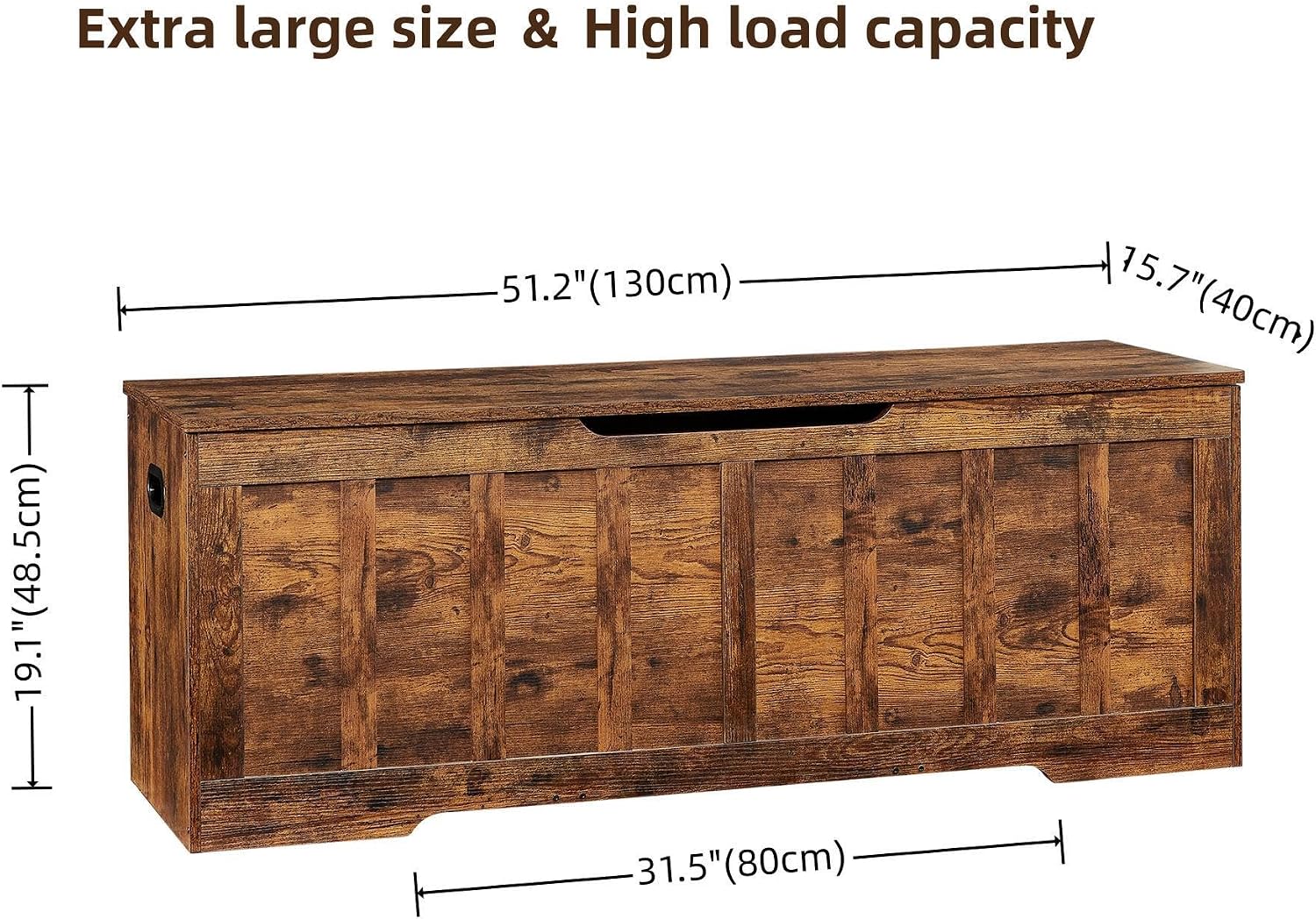 Rustic Brown Large Wooden Storage Chest