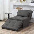 Dark Grey Linen 4-in-1 Sofa Bed Ottoman
