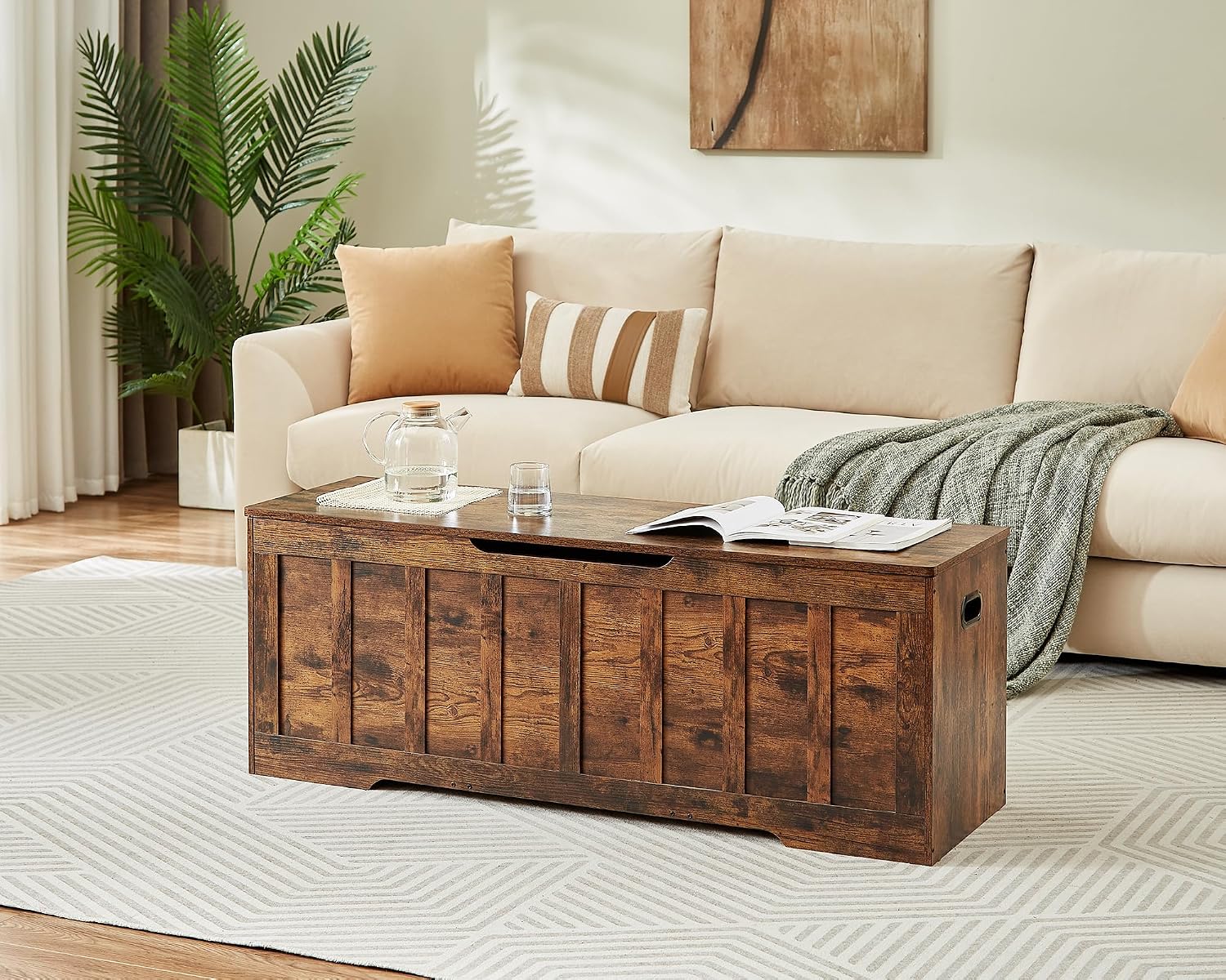 Rustic Brown Large Wooden Storage Chest