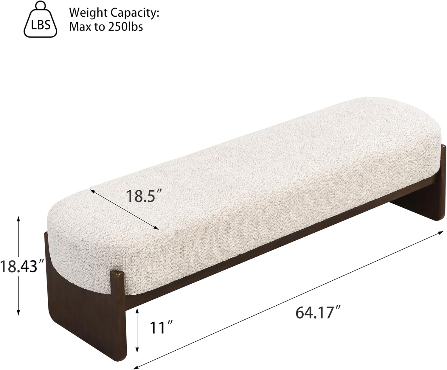 Beige Brown Loop Yarn Minimalist Ottoman Bench