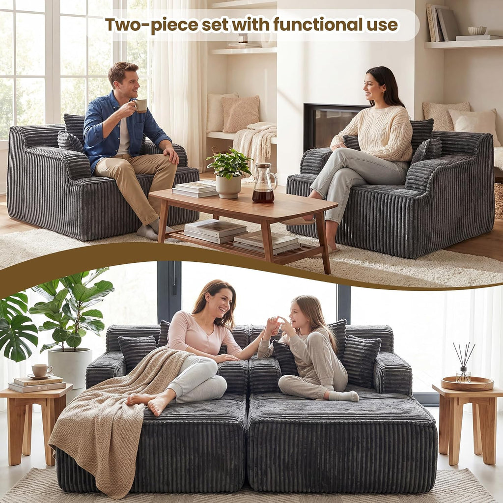 Grey Boneless Lounge Chair With Ottoman