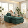 Green Corduroy 3-in-1 Sofa Bed Ottoman