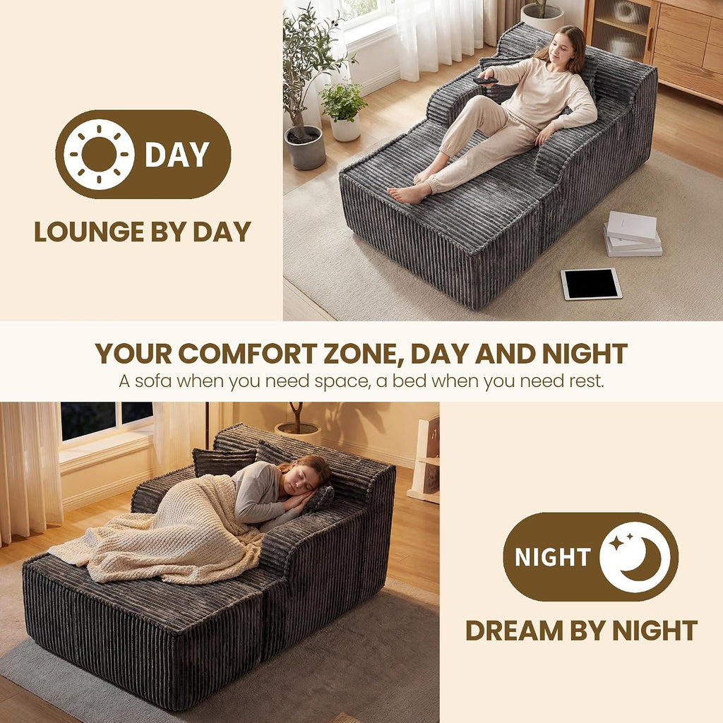 Grey Boneless Lounge Chair With Ottoman
