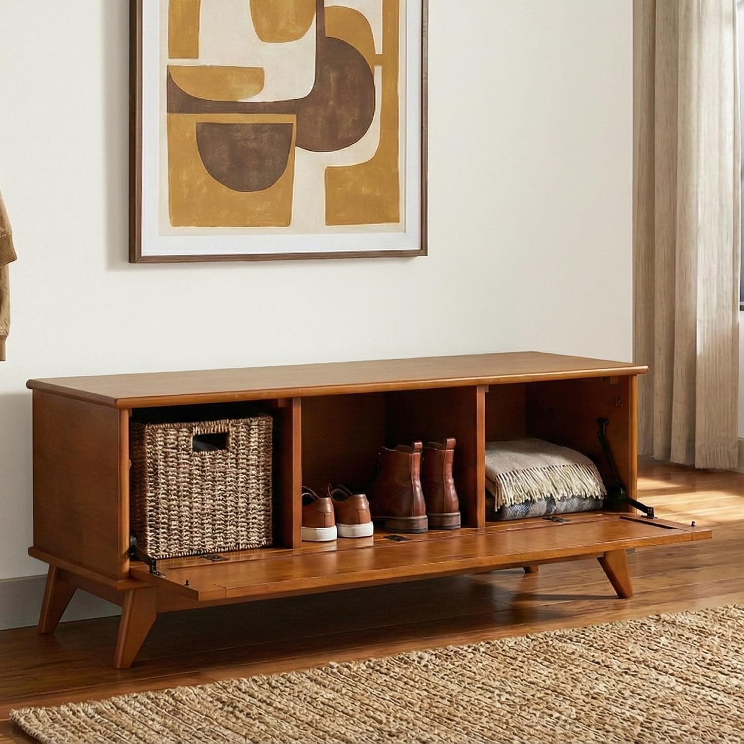 Teak Draper Cubby Storage Bench