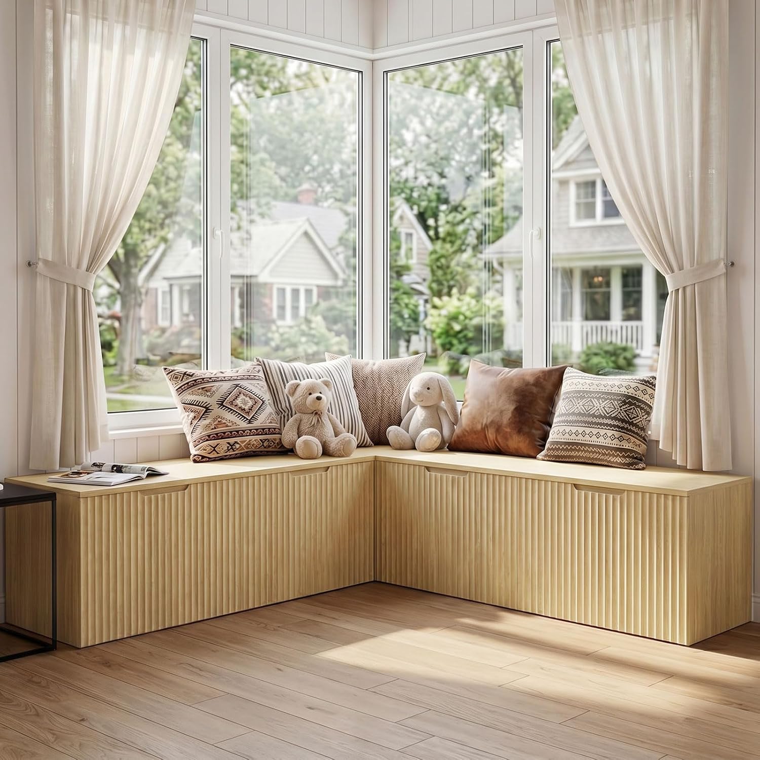 Oak Modular L Shaped Storage Breakfast Nook Bench