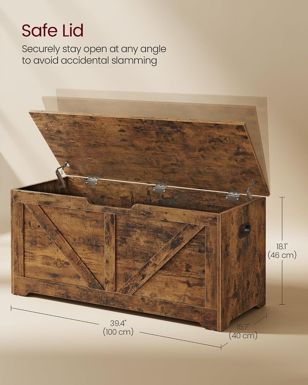 Rustic Brown Farmhouse Storage Chest Shoe Bench