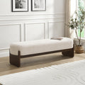 Beige Brown Loop Yarn Minimalist Ottoman Bench