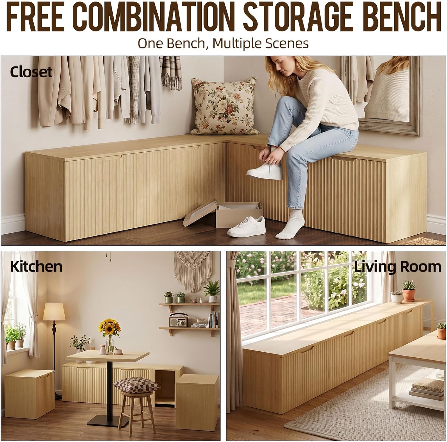 Oak Modular L Shaped Storage Breakfast Nook Bench