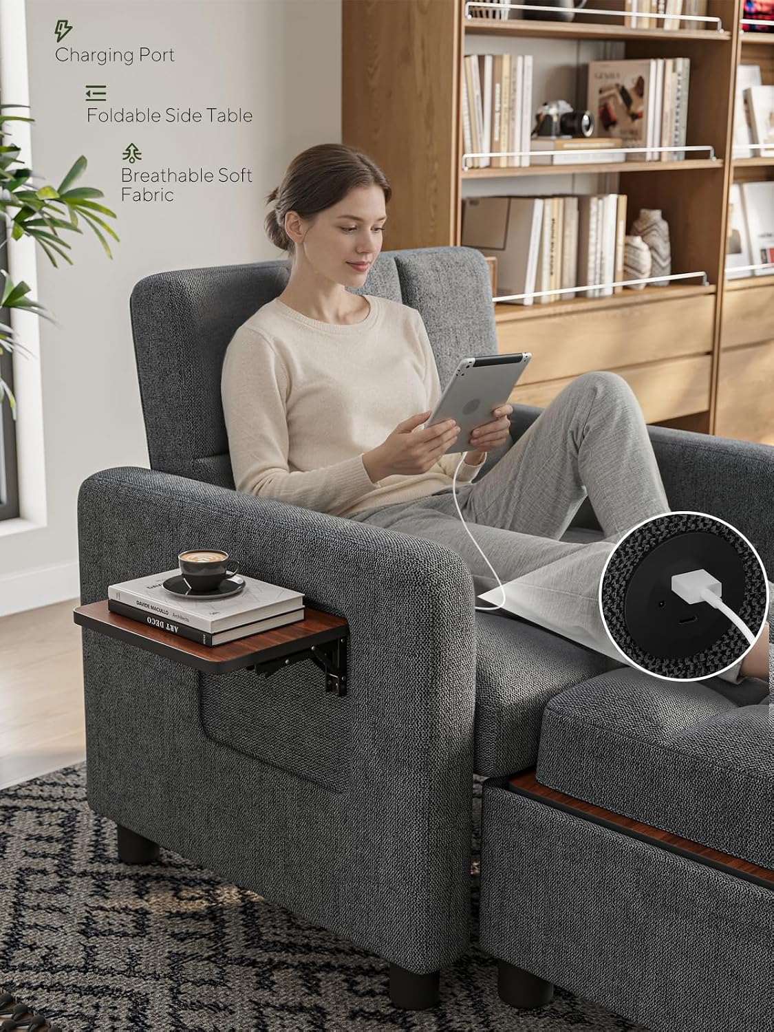 3-in-1 Storage Convertible Sleeper Chair