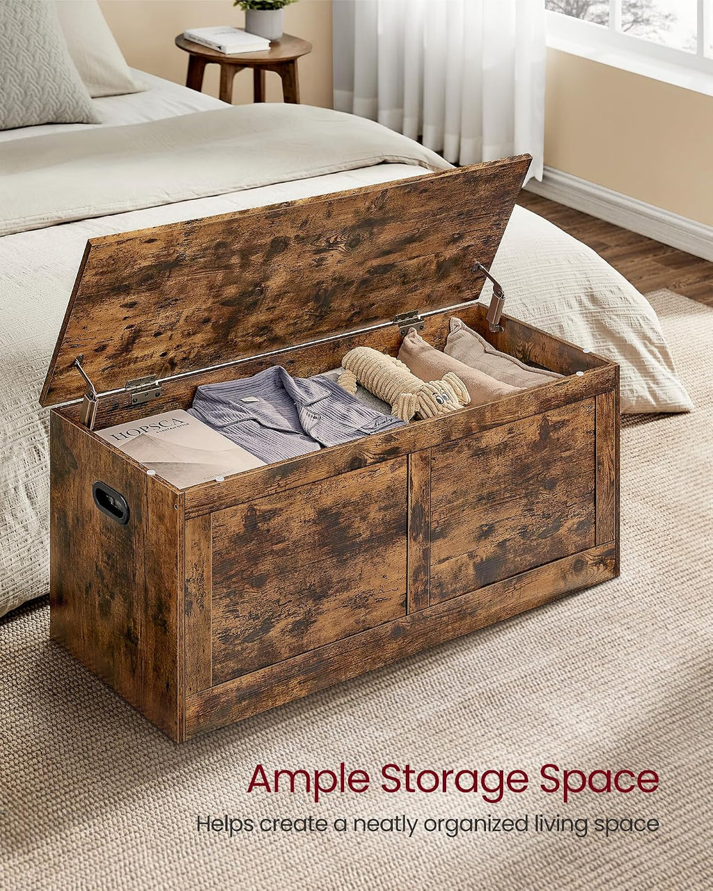 Rustic Brown Farmhouse Storage Chest Bench