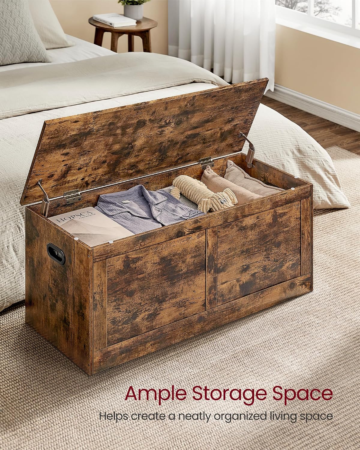 Rustic Brown Farmhouse Storage Chest Bench
