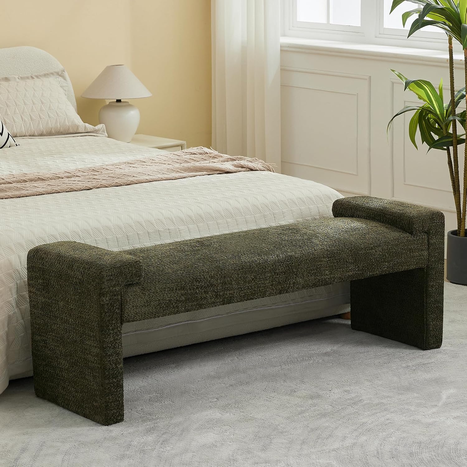 Green Modern Upholstered End of Bed Bench