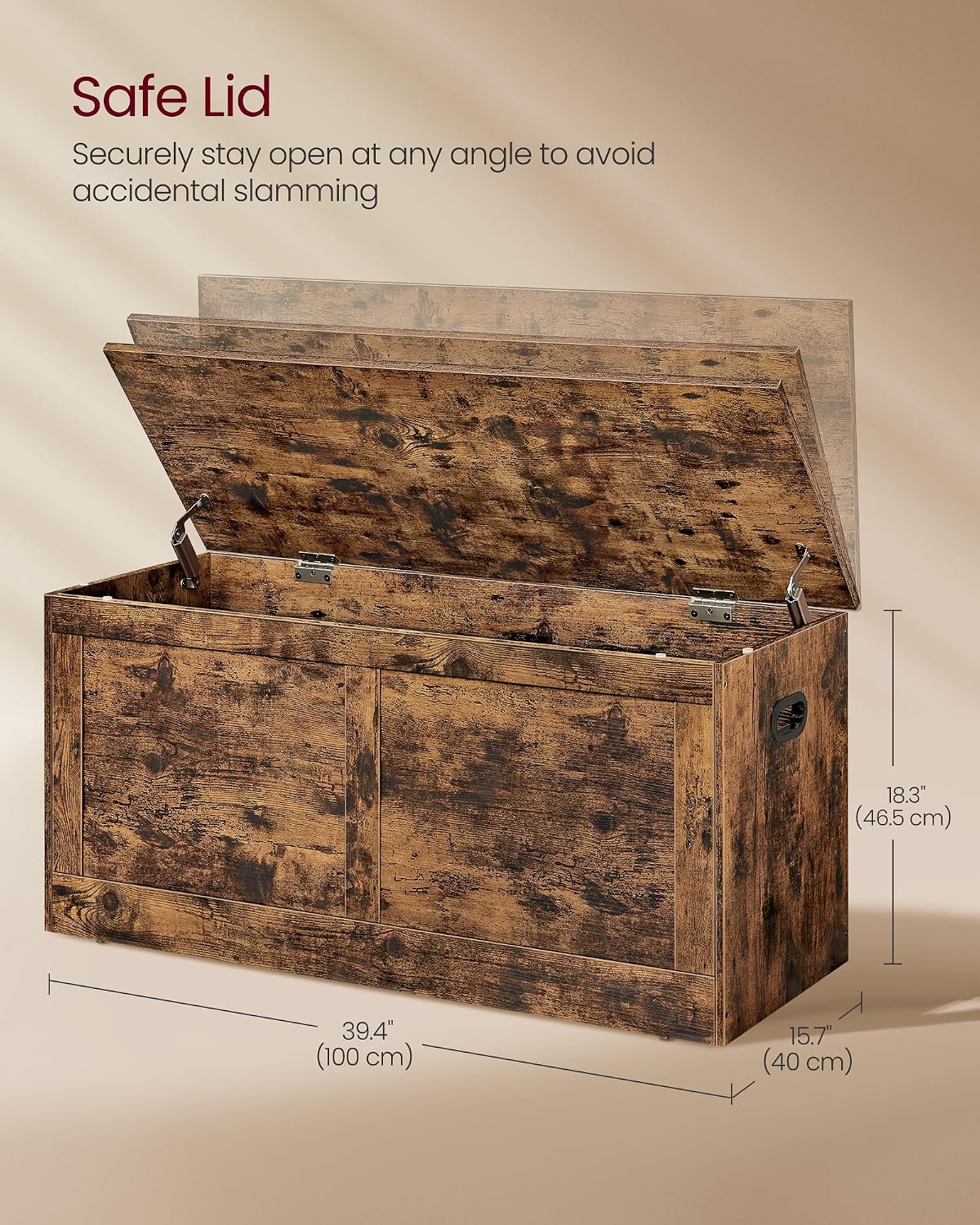 Rustic Brown Farmhouse Storage Chest Bench